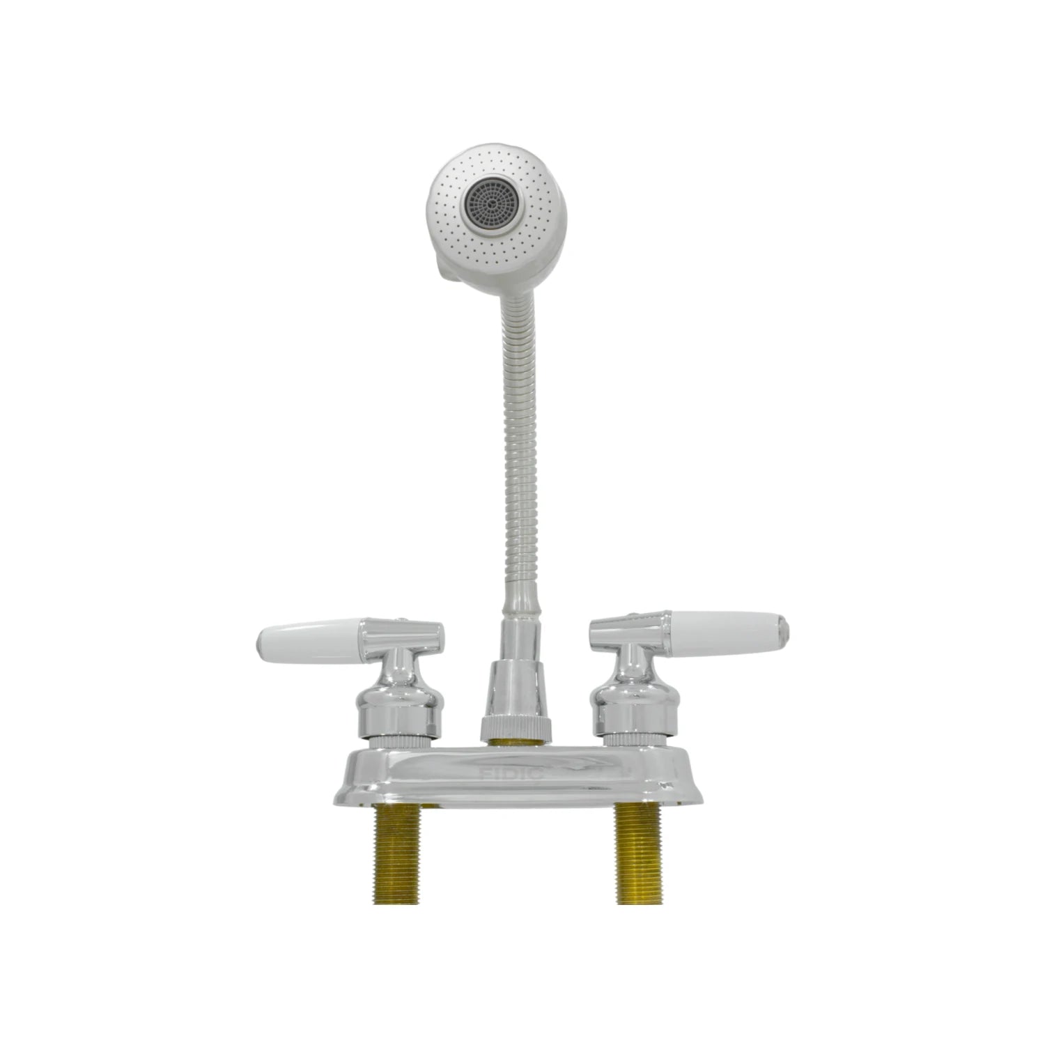 Mezcladora Fidic para lavabo bimando con manguera flexible, rociador y acabado cromo con blanco