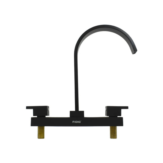 Mezcladora de fregadero FIDIC negra mate 8 pulgadas doble manija 100% metal