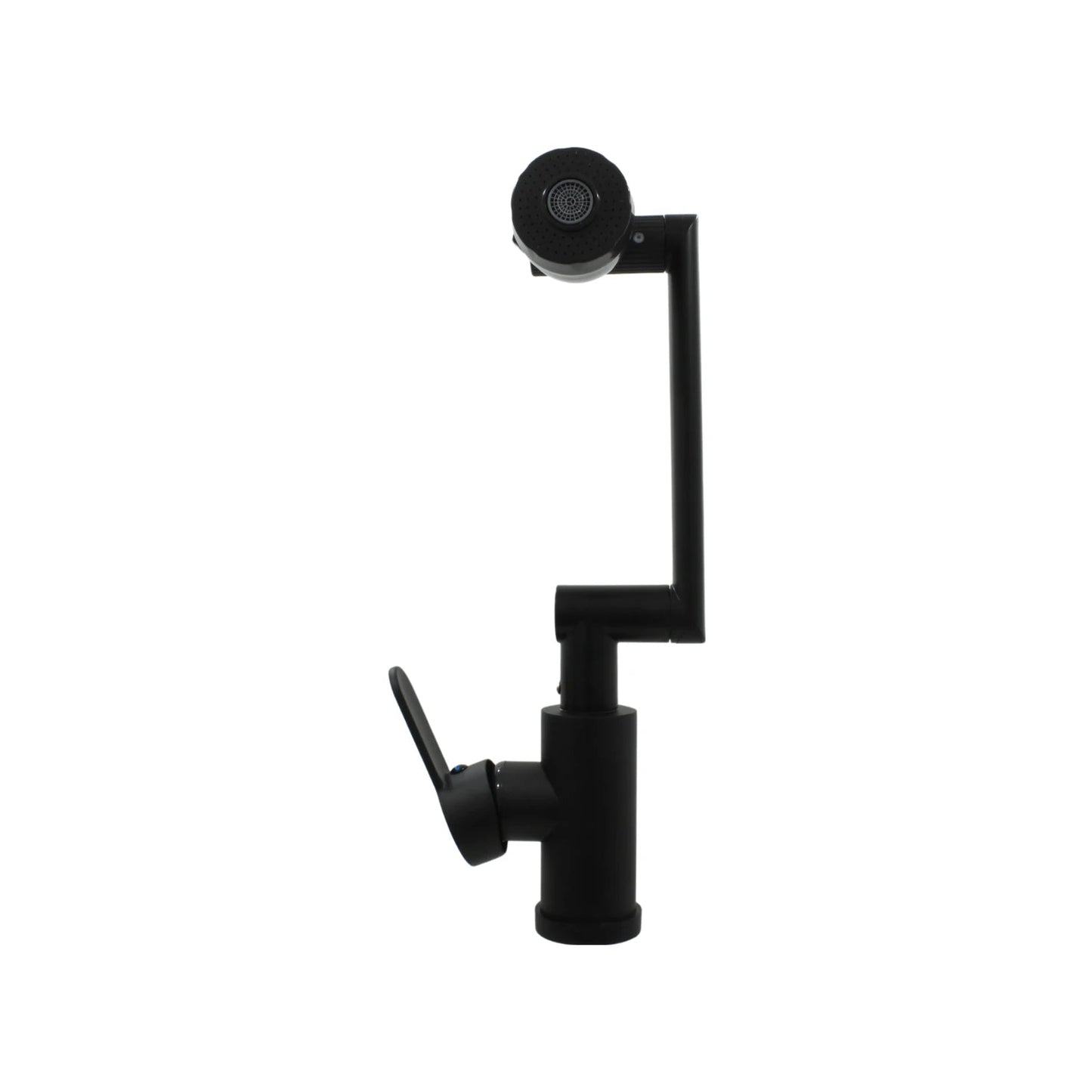 Mezcladora monomando para fregadero negro mate con brazo articulado y cabezal rociador