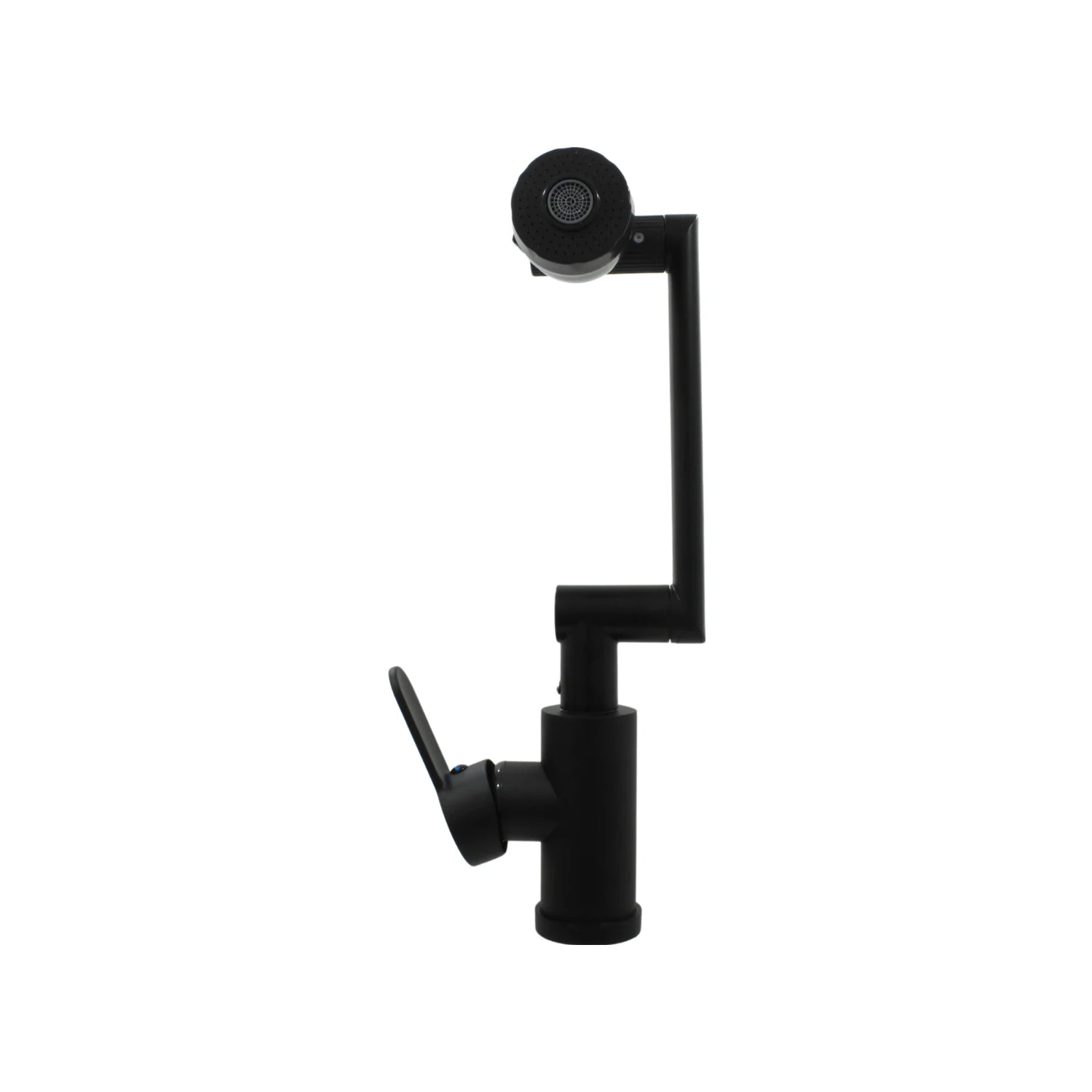 Mezcladora monomando para fregadero negro mate con brazo articulado y cabezal rociador