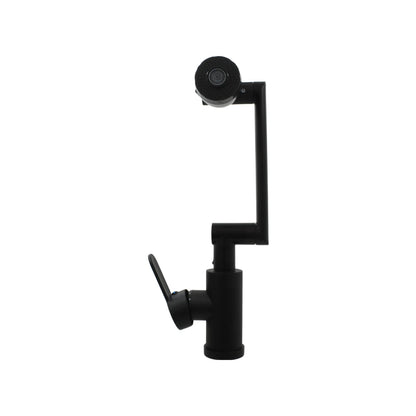 Mezcladora monomando para fregadero negro mate con brazo articulado y cabezal rociador