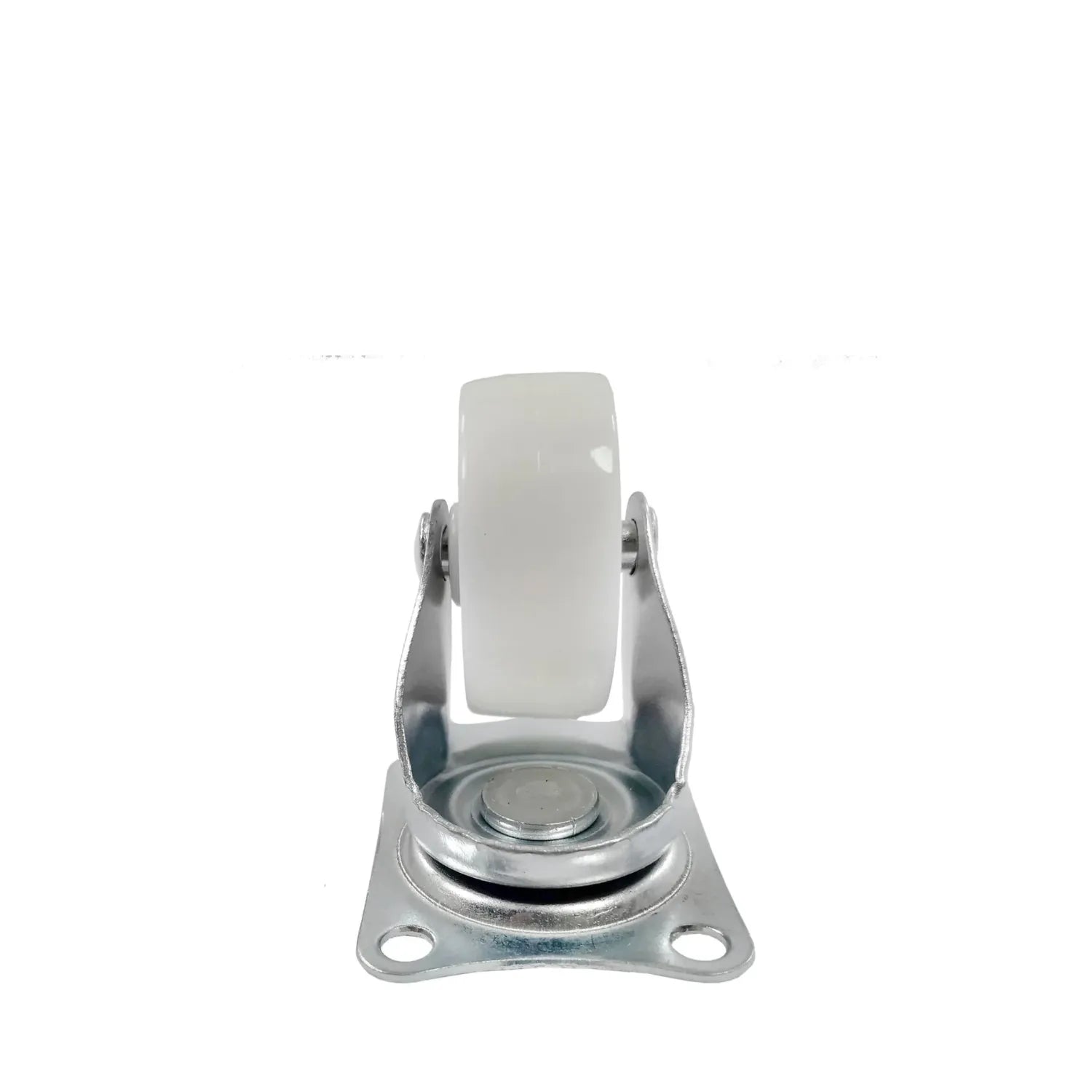 Rodaja giratoria Maincraft blanca con rueda de polipropileno y base metálica