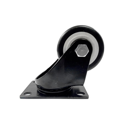 Rodaja giratoria de 2 pulgadas negra con placa de montaje para muebles y equipos.