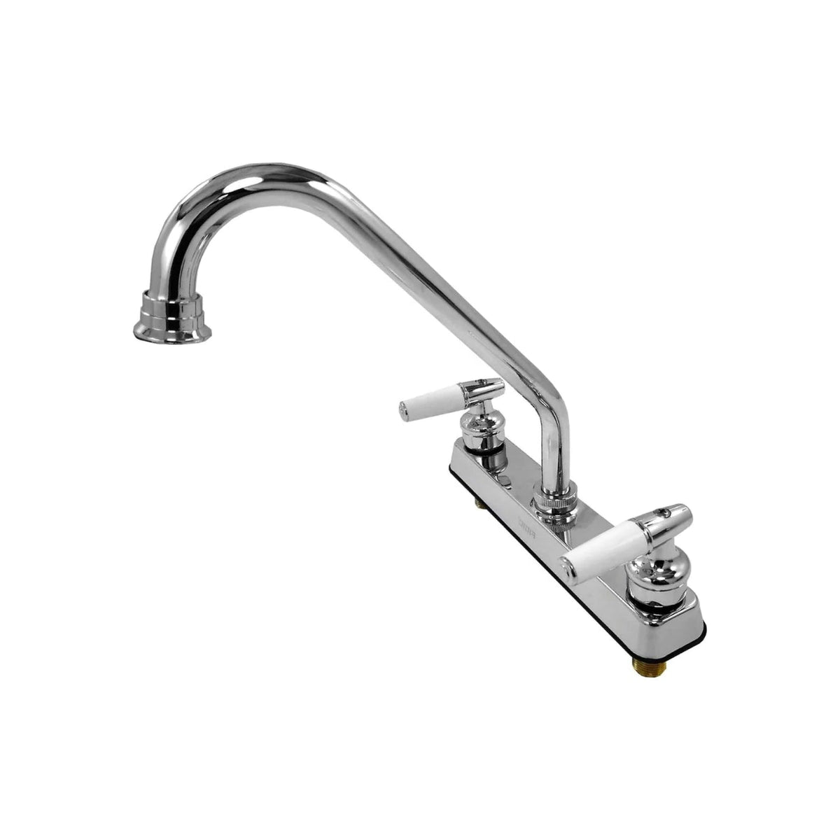 Mezcladora de cocina FIDIC cromada 8 pulgadas, doble manija de palanca blanca, cuello alto para fregadero