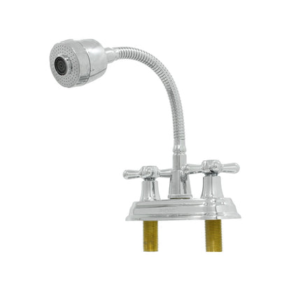 Mezcladora de lavabo 4" FIDIC cromada con manerales de cruz y regadera flexible integrada