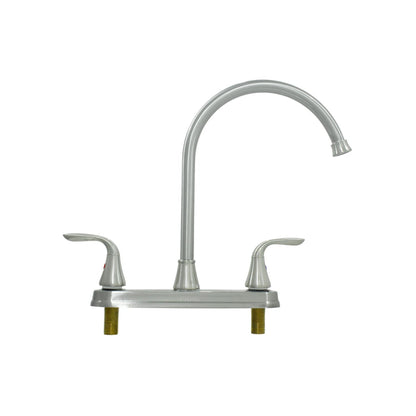 Mezcladora para fregadero 8" FIDIC, cuello alto, dos manijas, acabado níquel cepillado