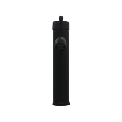 Mezcladora monomando negra para lavabo de baño, grifo moderno de pedestal alto
