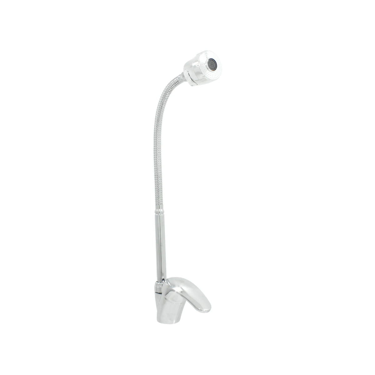 Mezcladora monomando de fregadero cromada con cuello de ganso flexible y rociador extraíble