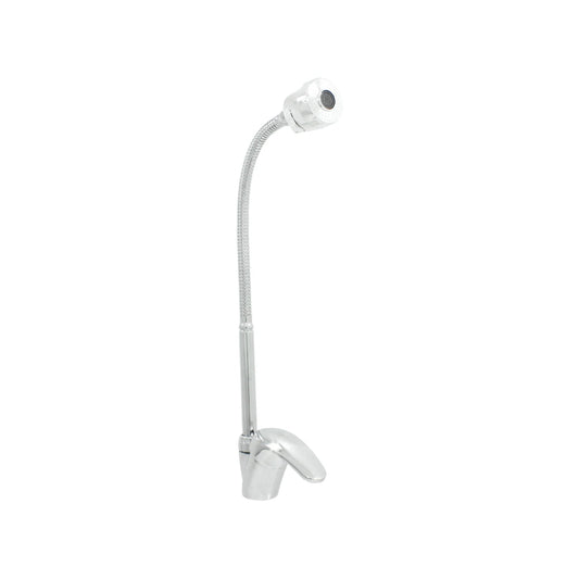 Mezcladora monomando de fregadero cromada con cuello de ganso flexible y rociador extraíble