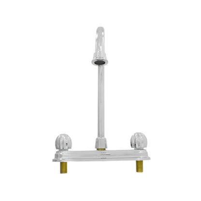 Mezcladora de fregadero cromada 8 pulgadas, con caño alto y dos manijas tipo pomo estriado, para cocina