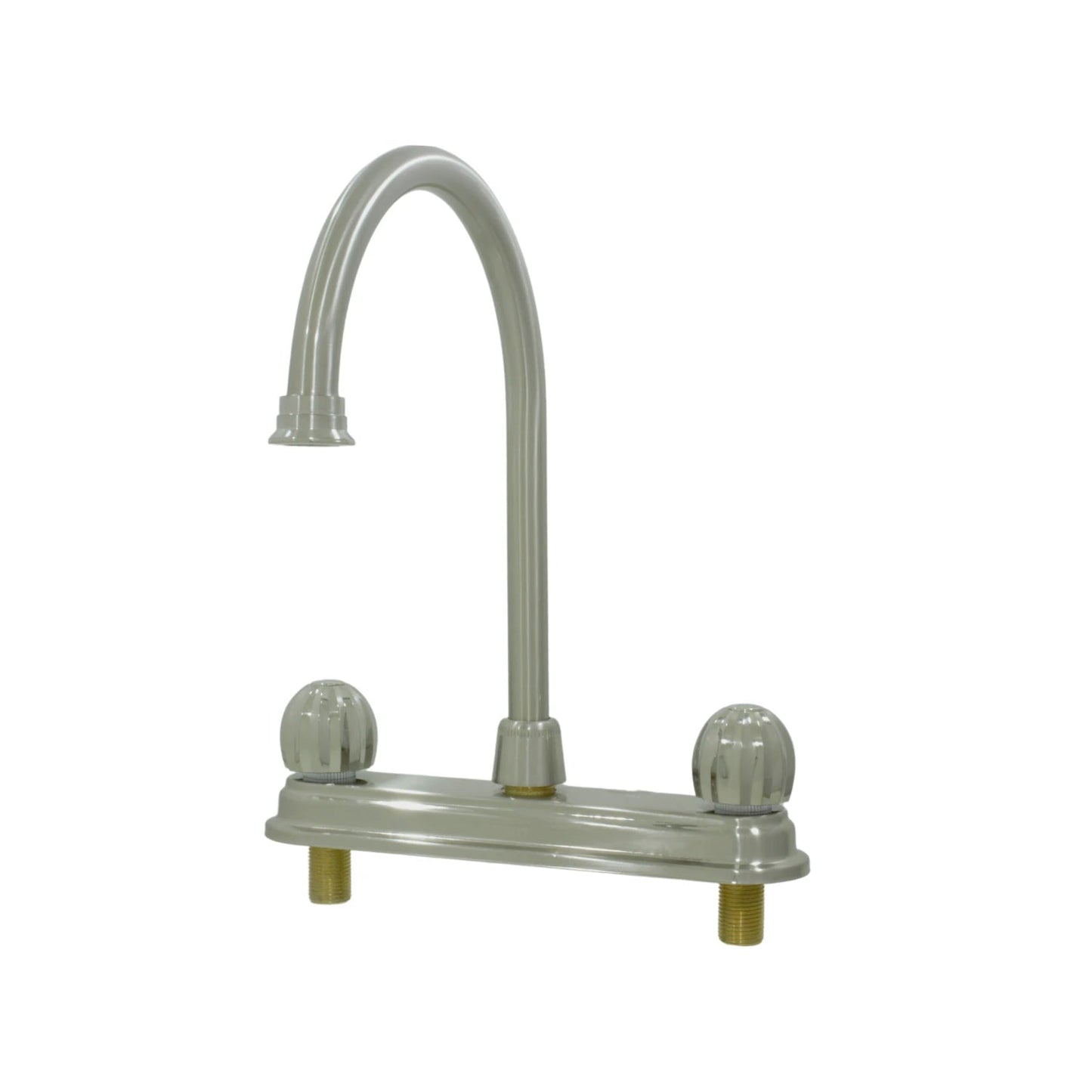 Mezcladora de fregadero para cocina 8 pulgadas, doble manija, cuello de ganso alto níquel cepillado