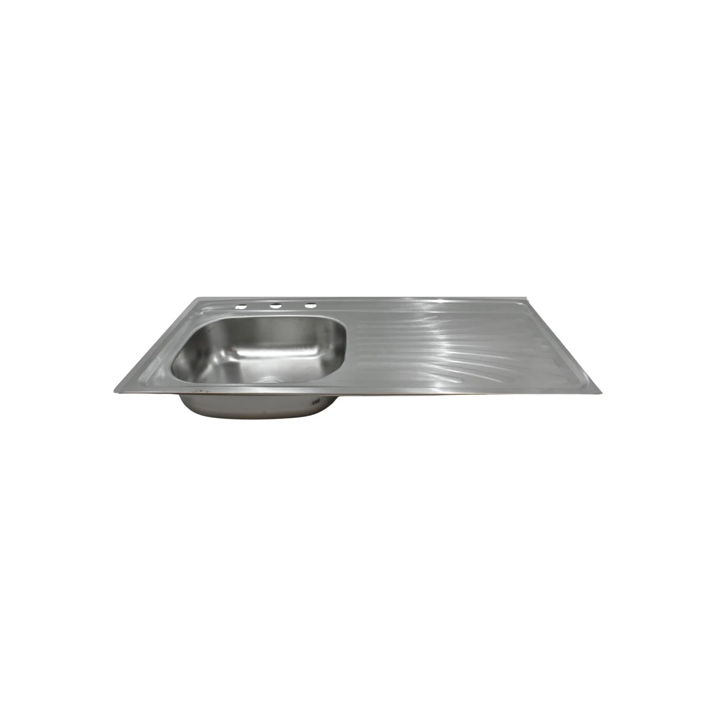 Tarja de acero inoxidable un seno con escurridor derecho y tres orificios para grifo, ideal para cocina