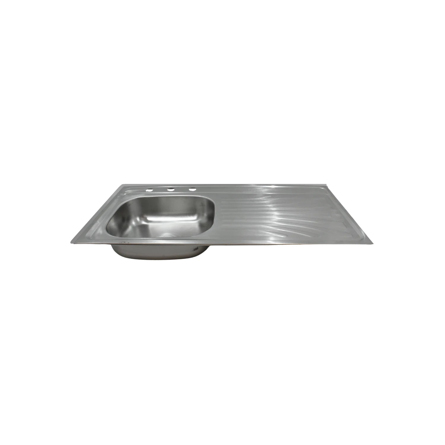 Tarja de acero inoxidable un seno con escurridor derecho y tres orificios para grifo, ideal para cocina