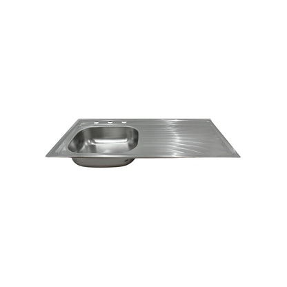 Tarja de acero inoxidable un seno con escurridor derecho y tres orificios para grifo, ideal para cocina