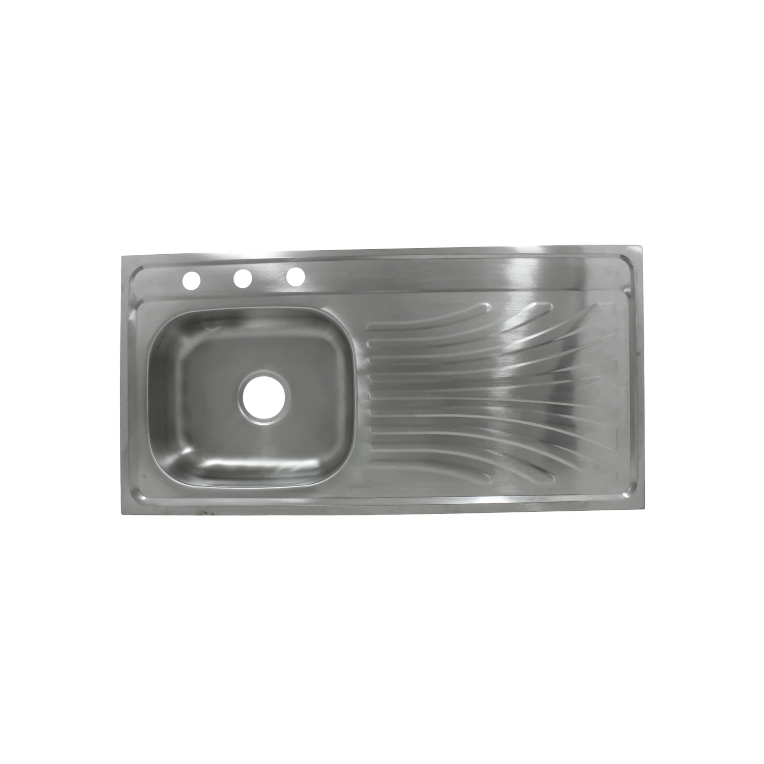 Tarja fregadero acero inoxidable 100x48cm con escurridor derecho y 3 orificios para grifo de cocina