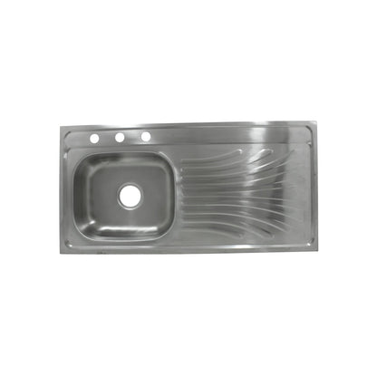 Tarja fregadero acero inoxidable 100x48cm con escurridor derecho y 3 orificios para grifo de cocina