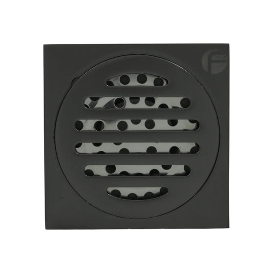 Coladera de piso cuadrada negra Fidic 10x10 cm, con rejilla anti olores para baño