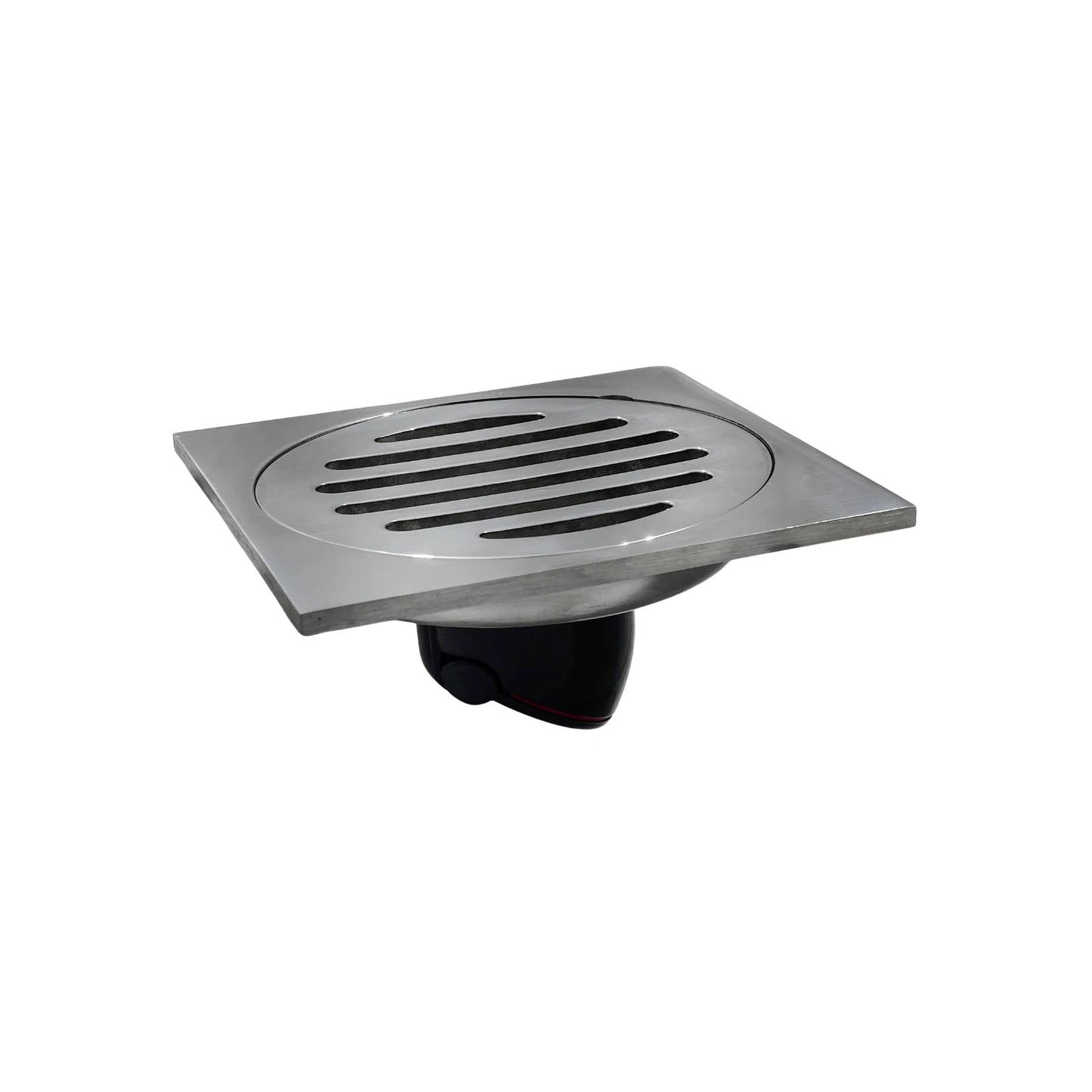 Coladera de piso cuadrada cromada 10x10cm con sistema anti olores para baño