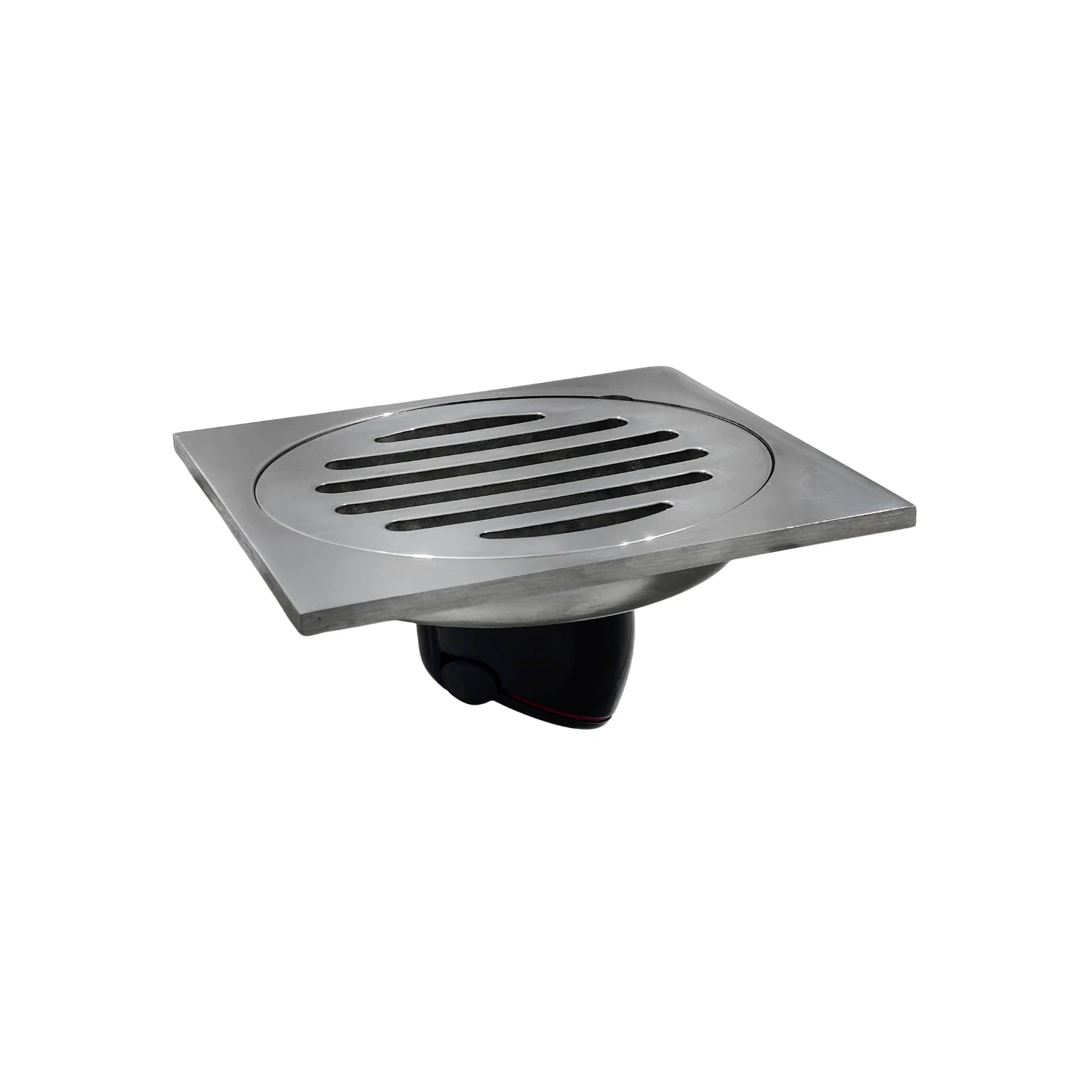 Coladera de piso cuadrada cromada 10x10cm con sistema anti olores para baño