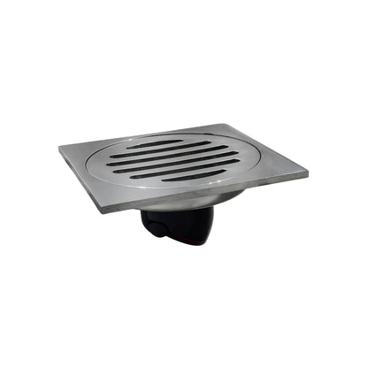 Coladera de piso cuadrada cromada 10x10cm con sistema anti olores para baño
