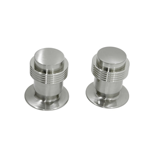 Par de manerales satinados de acero inoxidable para regadera, diseño moderno con anillos.