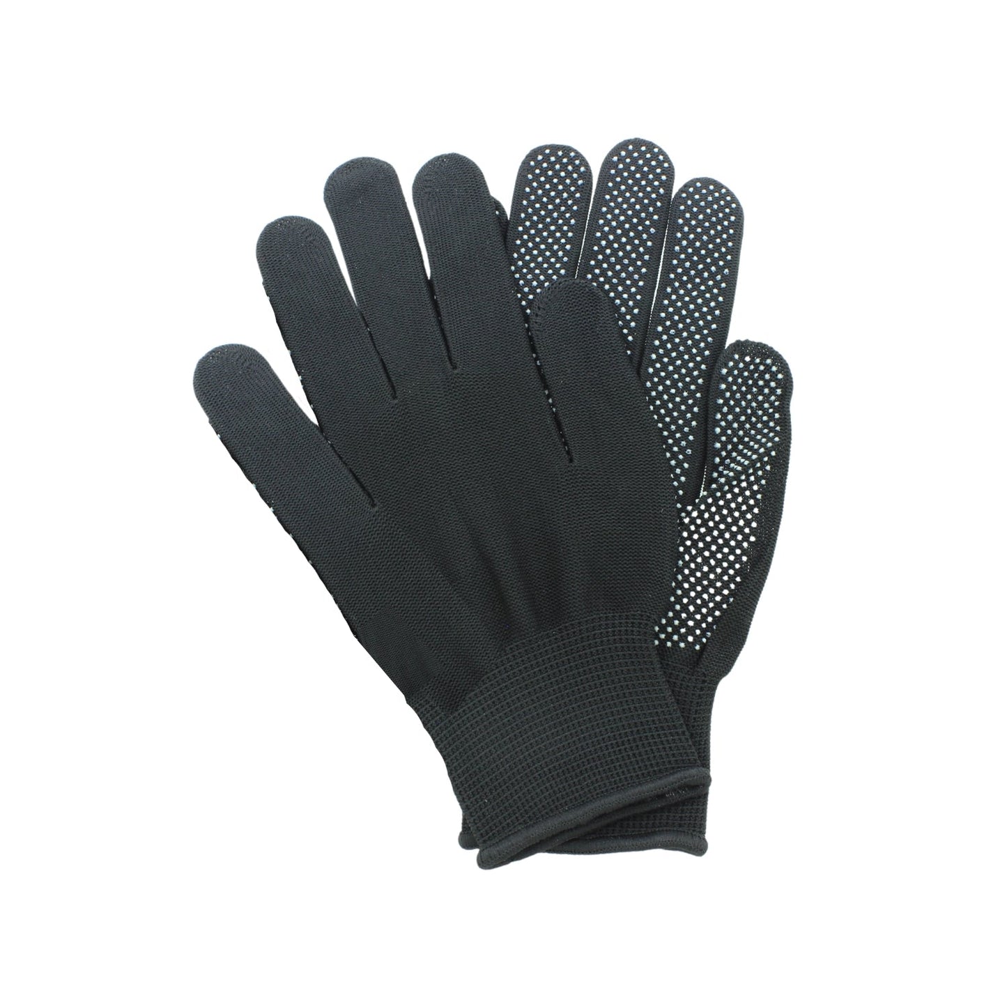 Guantes de trabajo negros tipo japonés, fabricados en nylon con puntos antiderrapantes para un agarre firme