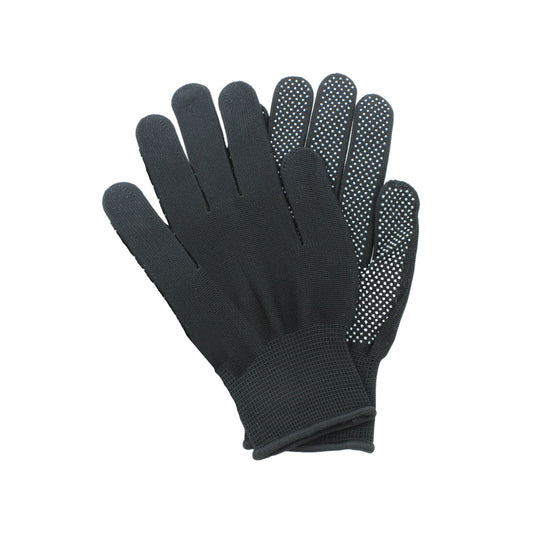 Guantes de trabajo negros tipo japonés, fabricados en nylon con puntos antiderrapantes para un agarre firme