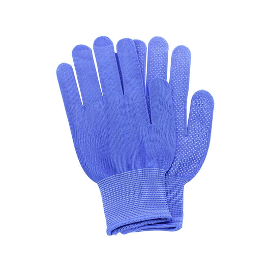 Guantes de nylon azules antiderrapantes con puntos de agarre para ferretería y trabajo general