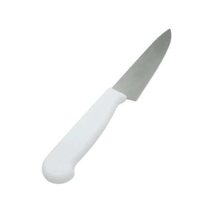 Cuchillo de cocina de 7 pulgadas con hoja lisa de acero inoxidable y mango blanco, perfecto para cortar alimentos