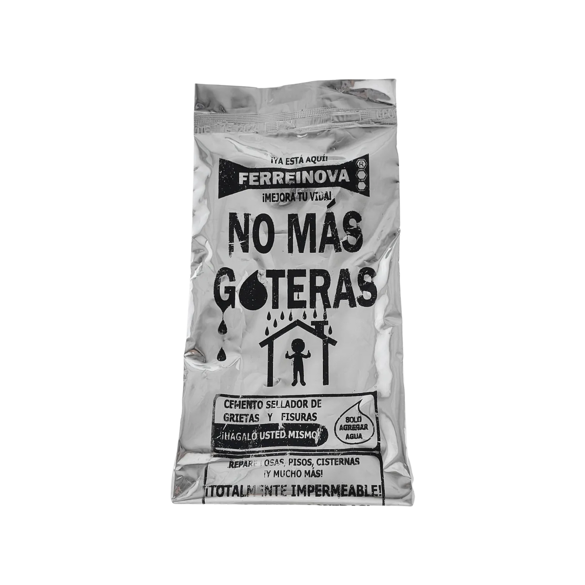 Sellador de grietas y fisuras Ferreinova No Más Goteras cemento impermeable para techos y pisos solo agregar agua