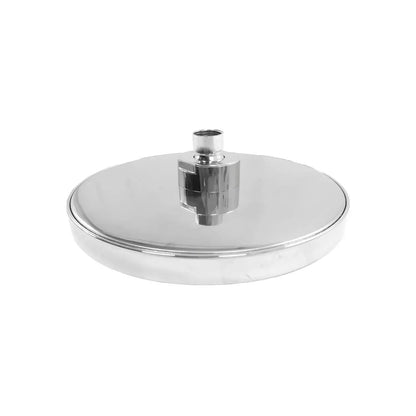 Cabezal de ducha circular fijo con acabado cromado brillante para baño