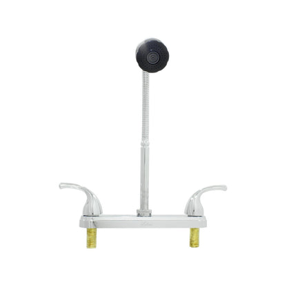 Mezcladora para fregadero 8" Valmain cromada con 2 manijas y rociador de manguera flexible