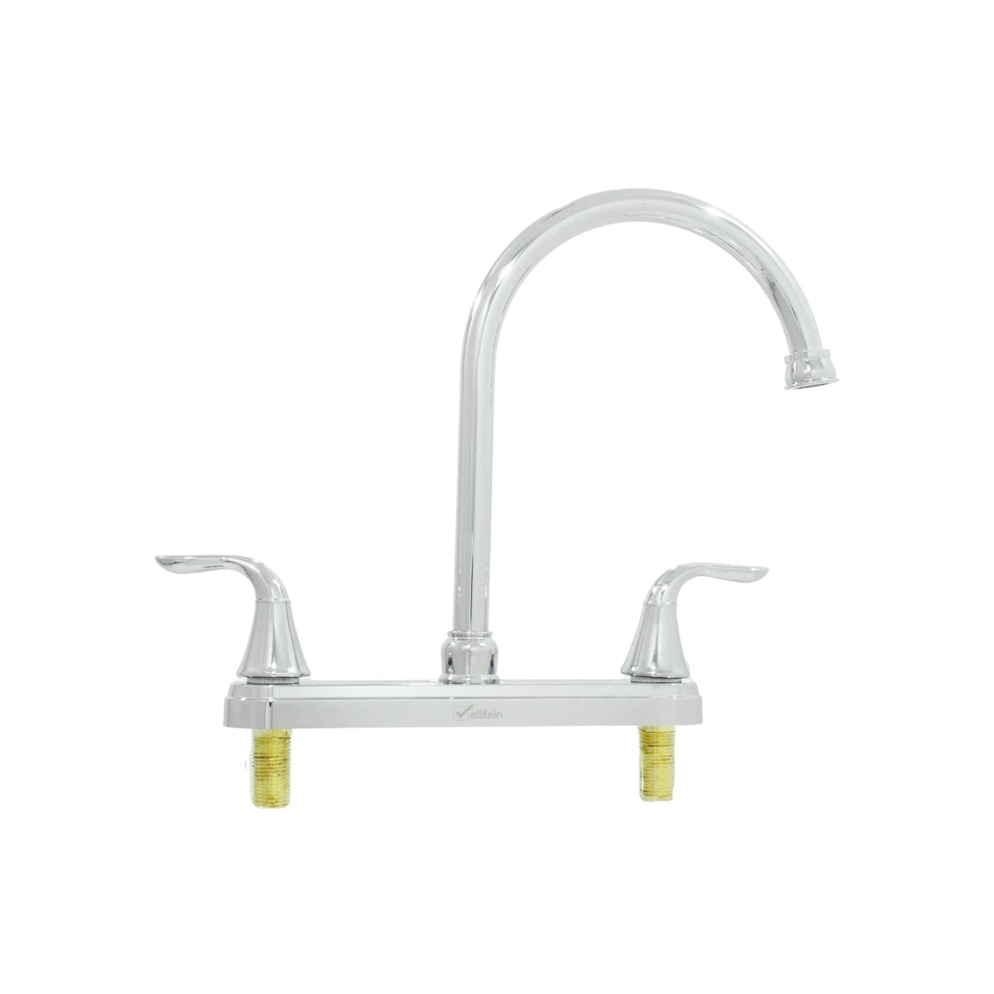 Mezcladora de fregadero Valmain cromada 8 pulgadas, doble maneral de palanca, cuello de ganso