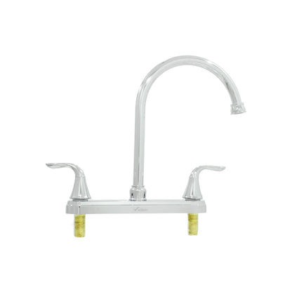 Mezcladora de fregadero Valmain cromada 8 pulgadas, doble maneral de palanca, cuello de ganso
