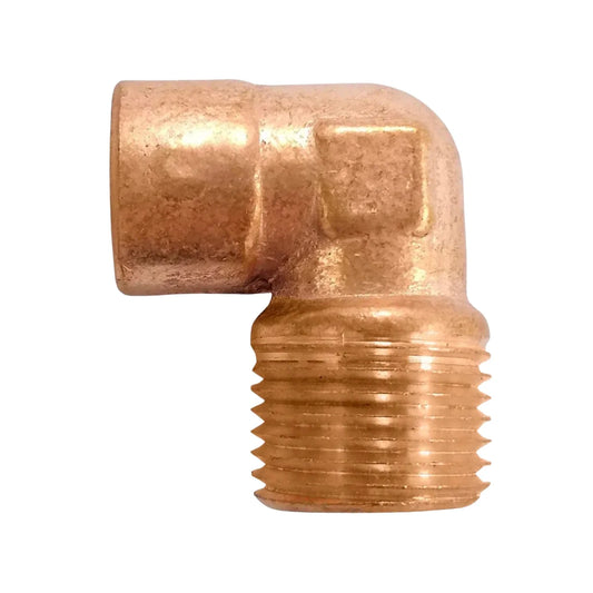 Codo cobre 1/2" (13 mm)x90° rosca exterior (macho) Aleamex AA-208M13