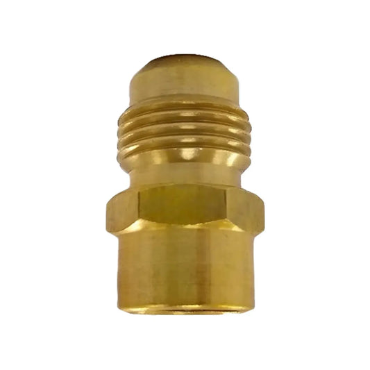 Adaptador de latón para conexión abocinada de 45 grados con rosca macho y base hexagonal para tuberías de gas o refrigeración