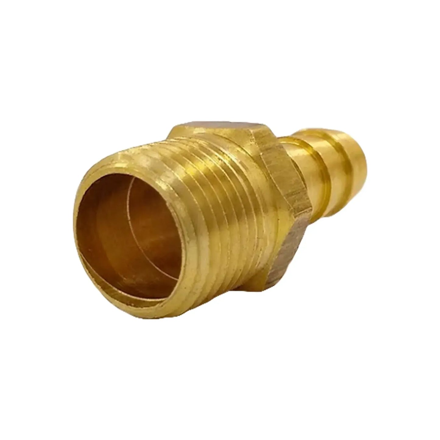 Adaptador de bronce con rosca macho NPT y espiga para manguera, conector para sistemas hidráulicos y neumáticos