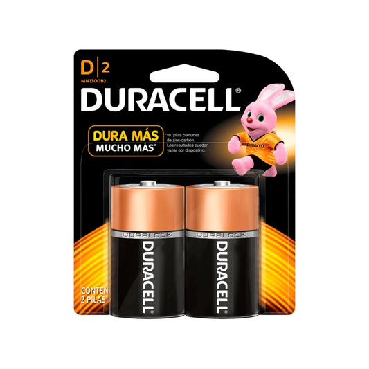 Pila "D" alcalina 2 piezas Duracell