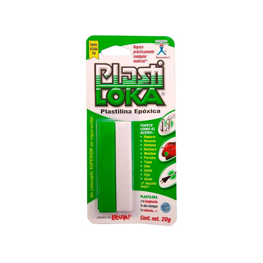 Plastilina epóxica Plasti Loka 20g Kolaloka, adhesivo fuerte como acero para reparar, sellar y rellenar.