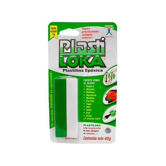 Masilla epóxica Plasti Loka 40g de alta resistencia, ideal para reparar, rellenar y sellar metal, plástico, madera.
