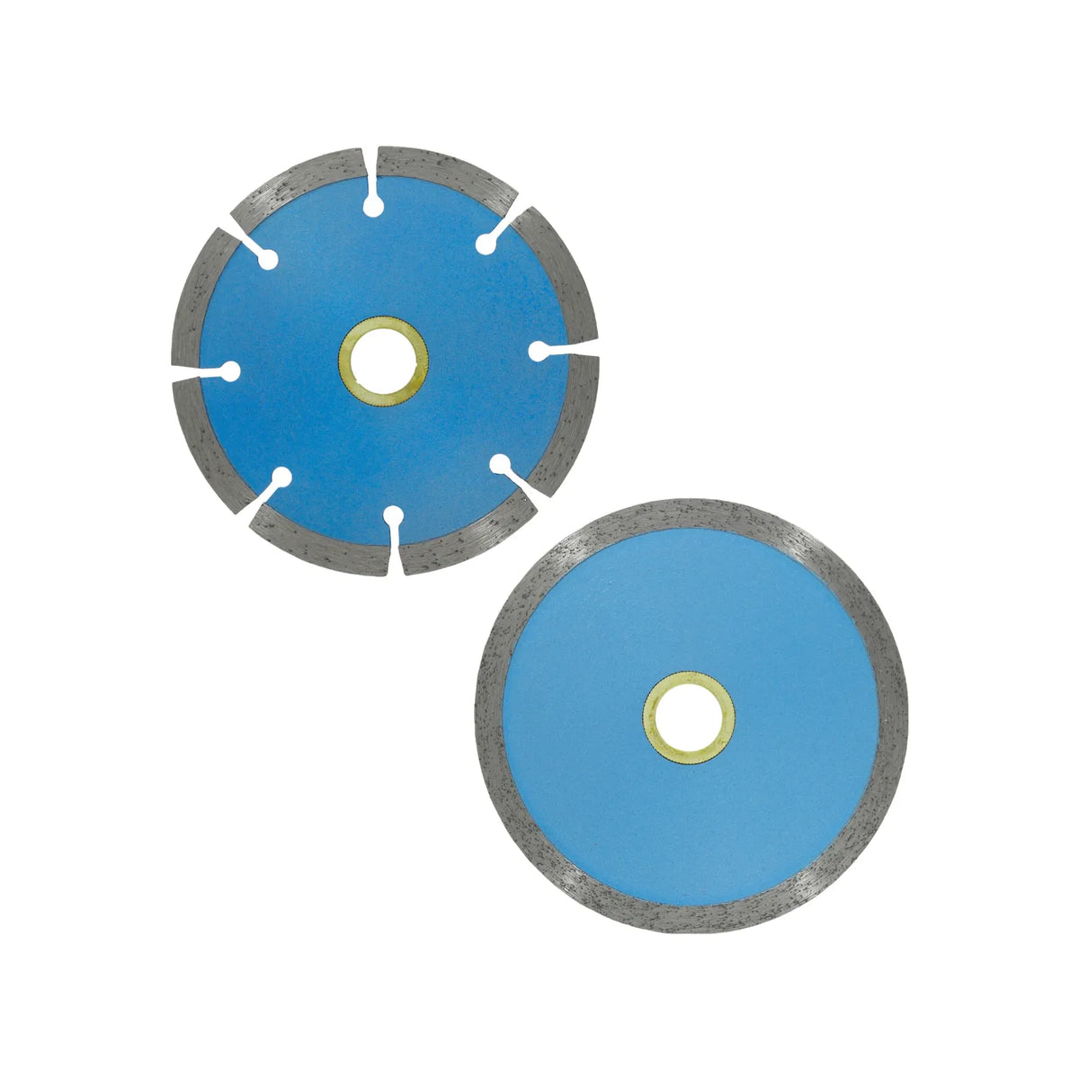 Discos de corte diamantado azul segmentado y continuo para piedra, concreto y azulejos