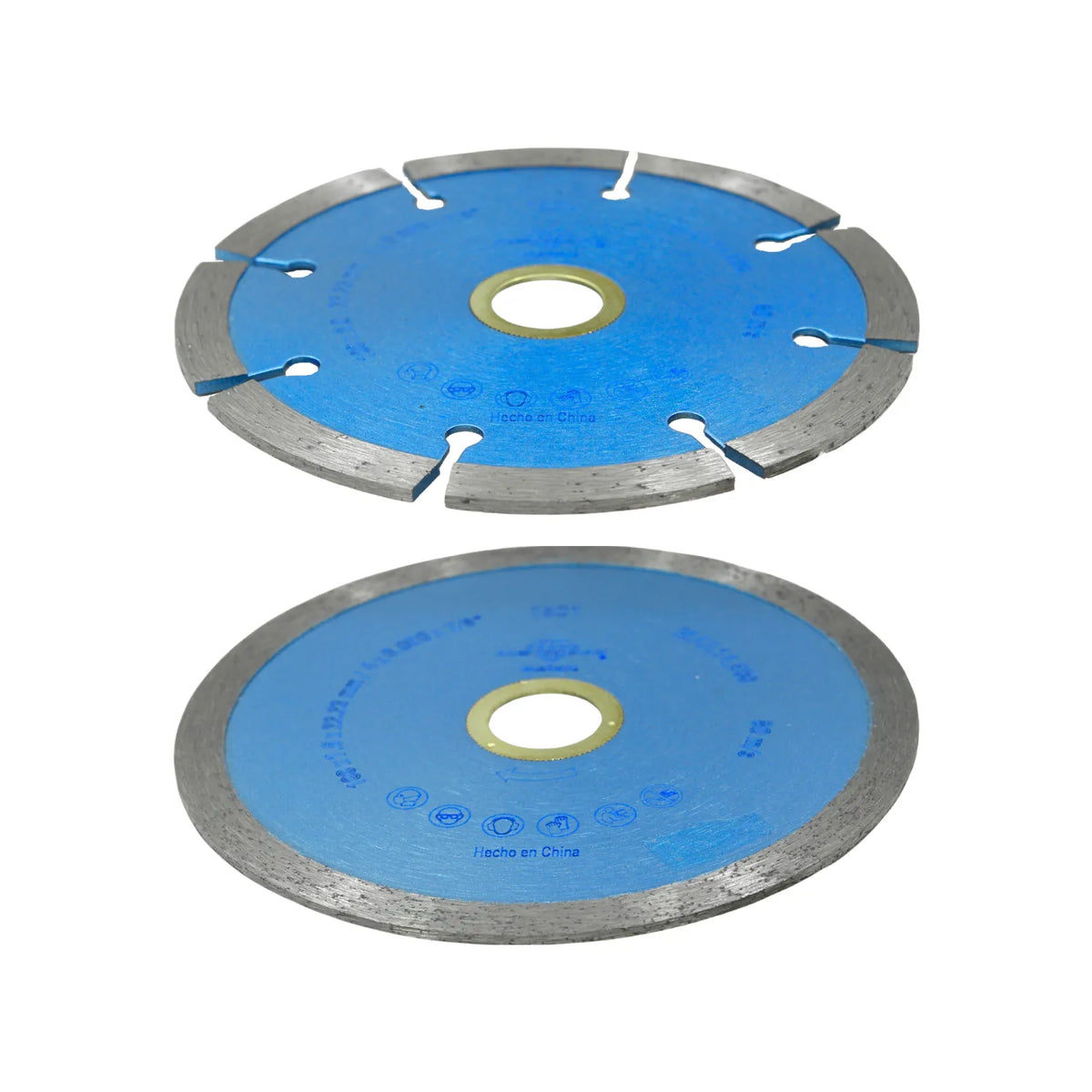 Discos de corte diamantados azul segmentado para concreto y continuo para cerámica, para esmeril angular.