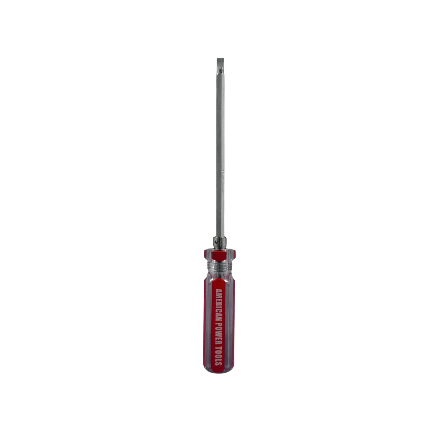 Desarmador 2 en 1 American Power Tools, puntas plana y Phillips, mango rojo transparente, acero Cr-V.