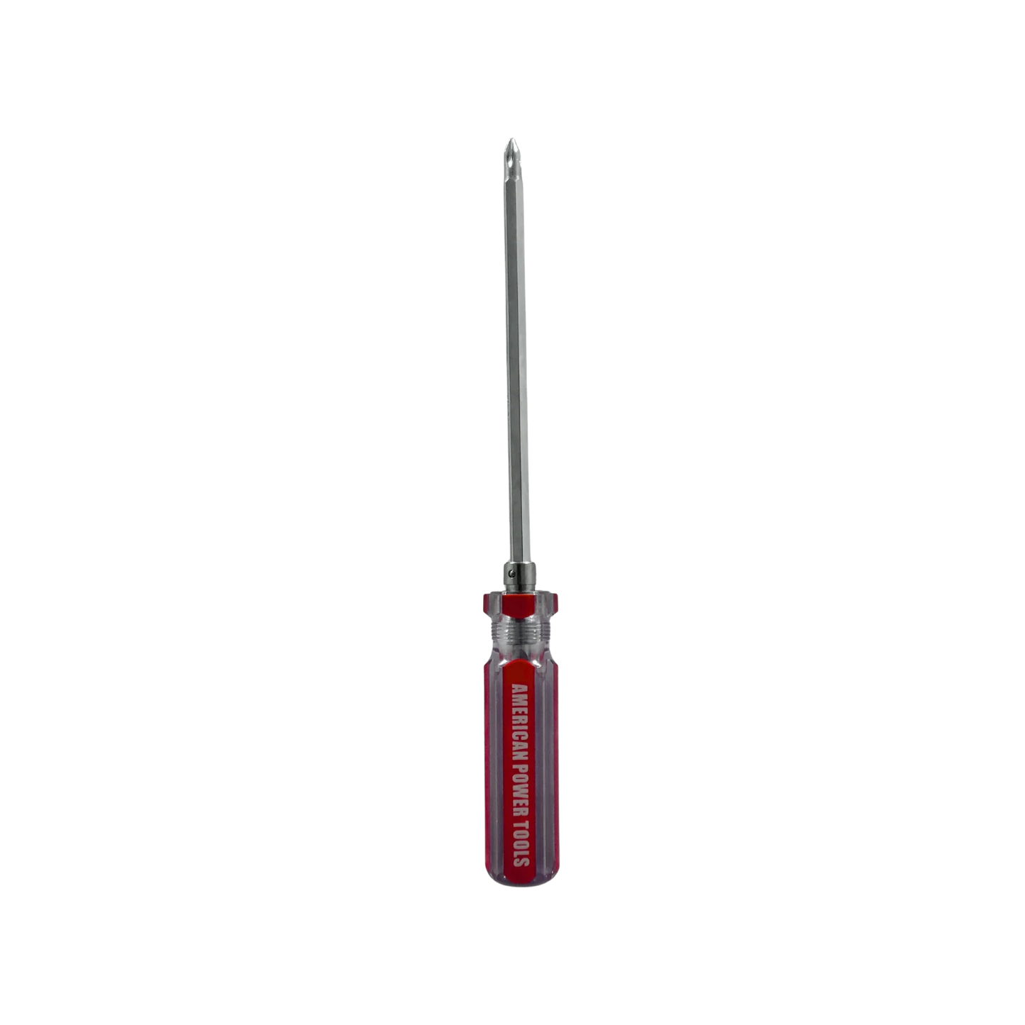 Desarmador 2 en 1 reversible American Power Tools con puntas Phillips y planas, mango transparente rojo