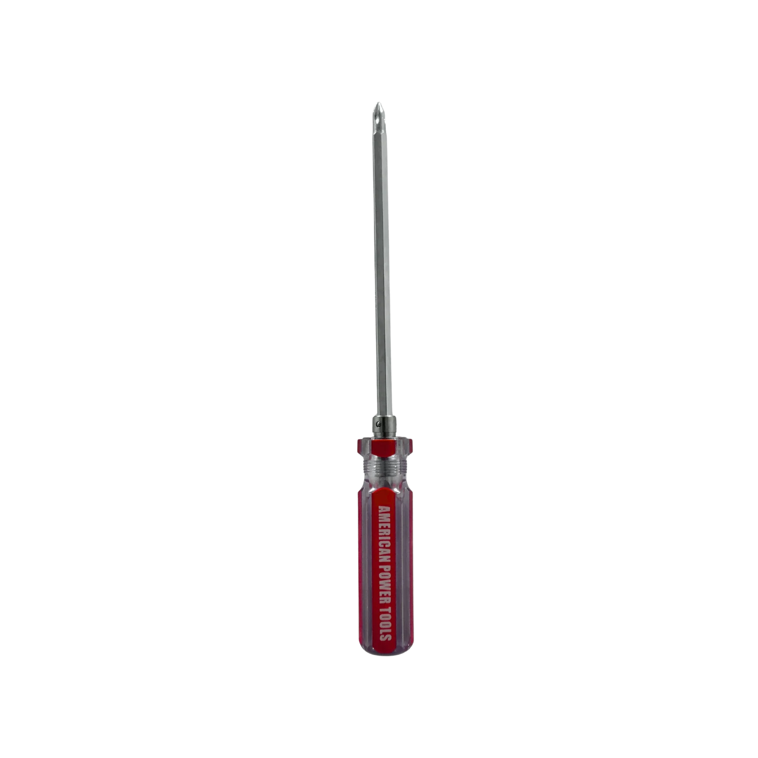 Desarmador 2 en 1 reversible American Power Tools con puntas Phillips y planas, mango transparente rojo