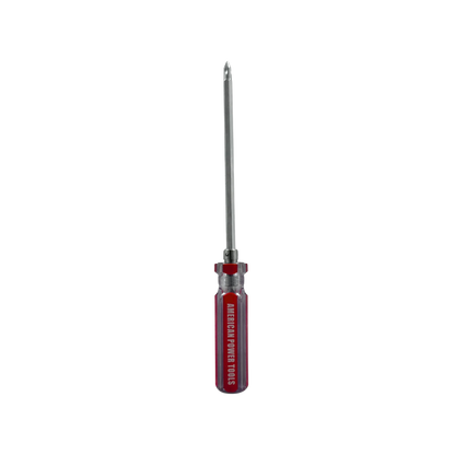 Desarmador 2 en 1 reversible American Power Tools con puntas Phillips y planas, mango transparente rojo