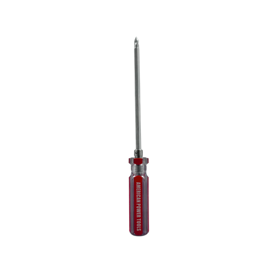 Desarmador 2 en 1 reversible American Power Tools con puntas Phillips y planas, mango transparente rojo