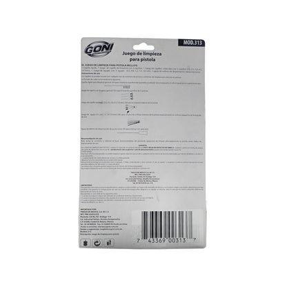 Kit Goni 313 de limpieza para pistola de pintura con cepillos, agujas y lubricador para mantenimiento preciso.