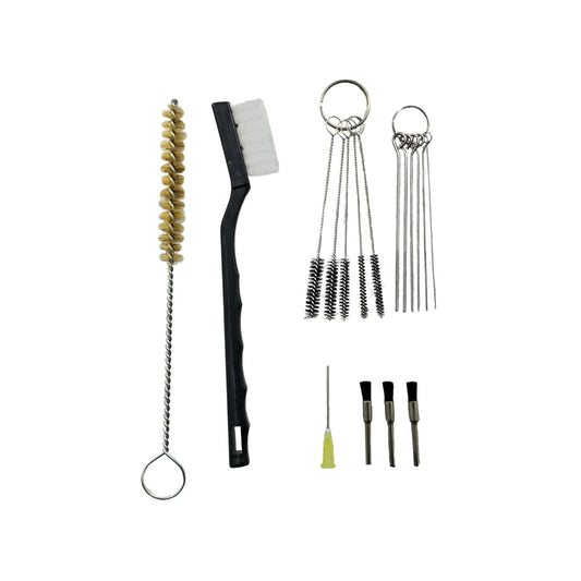 Kit de limpieza para pistola de pulverizar, aerógrafo: cepillos de alambre, cerdas, agujas desobstructoras de boquillas.