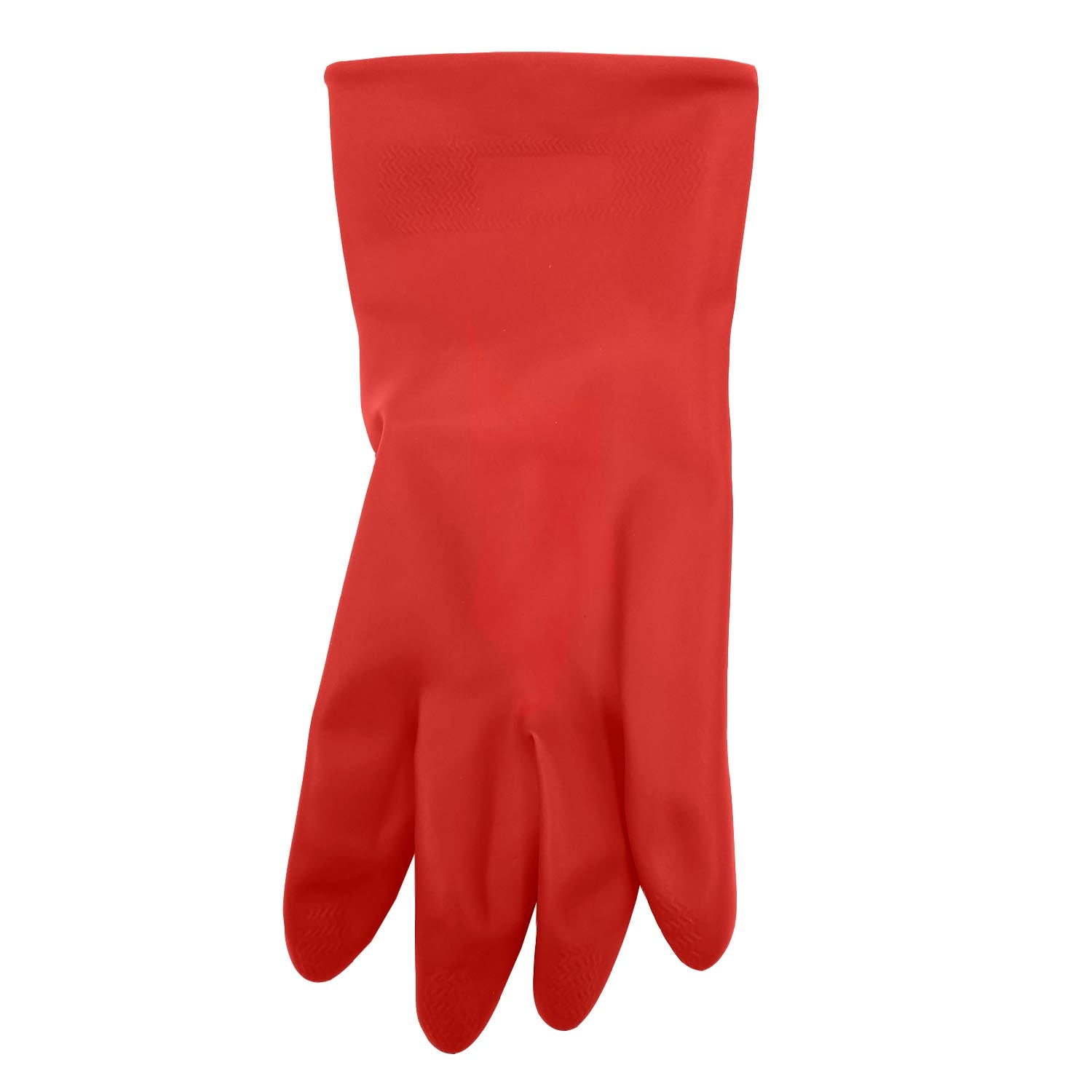 Guante de hule rojo con textura antideslizante para limpieza y protección de manos